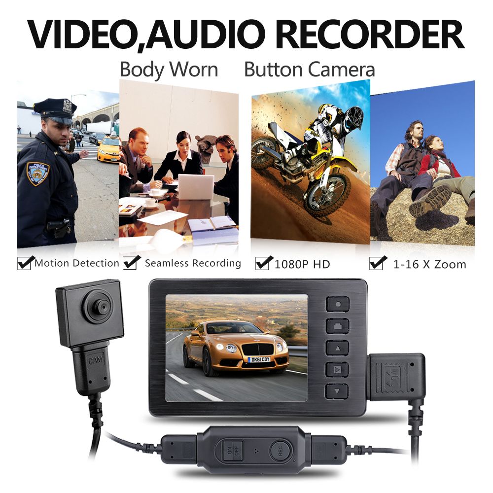 Kaynikon Law Enforcement Recorde Mini Hidden Button Camera 1080P Body