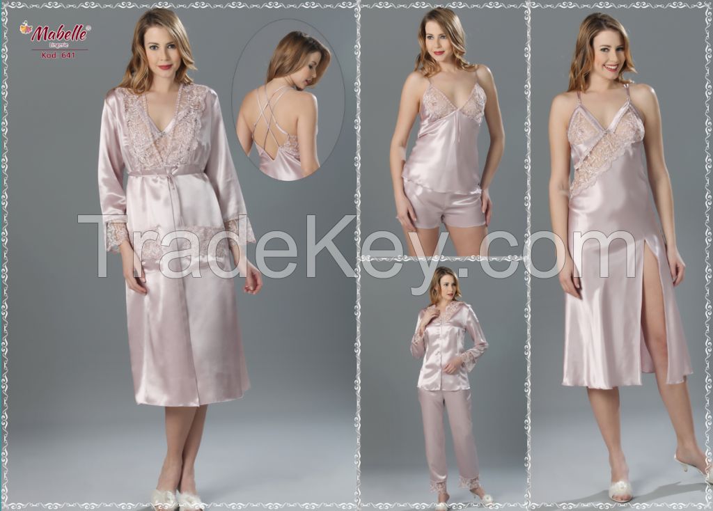 satin-polyester nighgown sets
