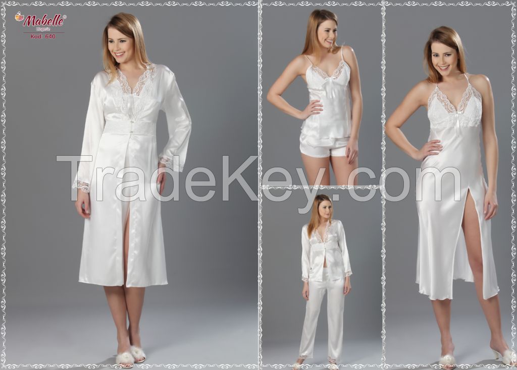 satin-polyester nighgown sets