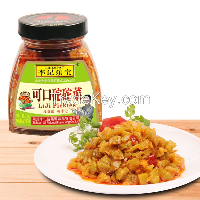 Homemade pickle in bottle , chinese vegetable pickle with spicy oil