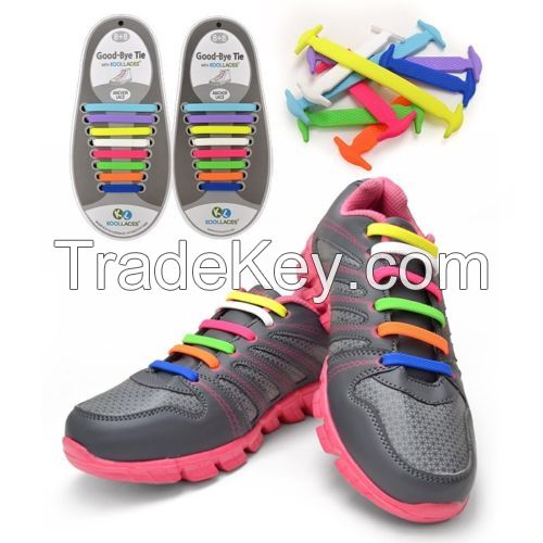 Factory price Elastic Silicon No Tie Shoelace for Kid & Adult