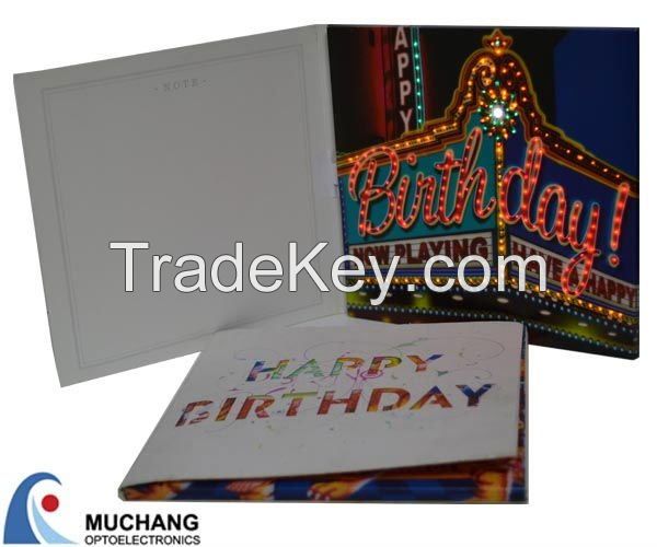 music and lighting up artificial greeting card