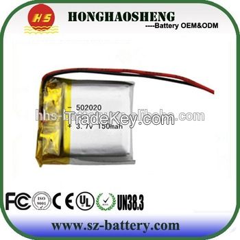 China Top wholesale li ion battery 3.7v 150mah lipo battery 502020