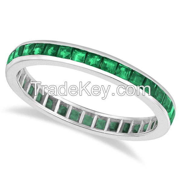 Princess-Cut Emerald Eternity Ring Band 14k White Gold Ã¢ï¿½ï¿½ Allurez