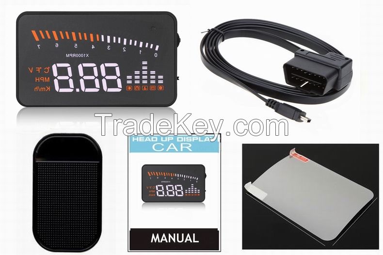 X5 3" Universal Auto Car HUD Head Up Display X3 Overspeed Warning Windshield Project Alarm System OBD2 II Interface