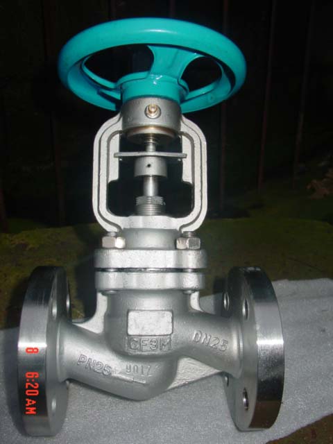 bellowed sealed globe valve