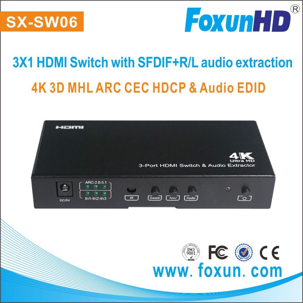 3x1 HDMI switch 4K with Audio extraction