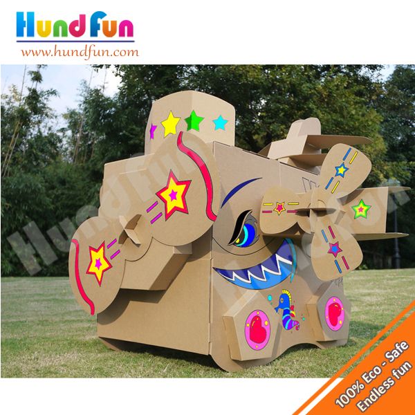 Cardboard Colour In Cubby Playhouse For Kids - Shark Plane House