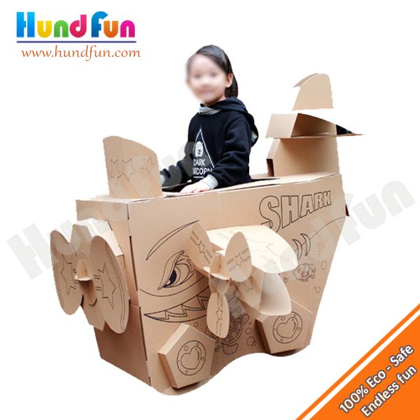Cardboard Colour In Cubby Playhouse For Kids - Shark Plane House