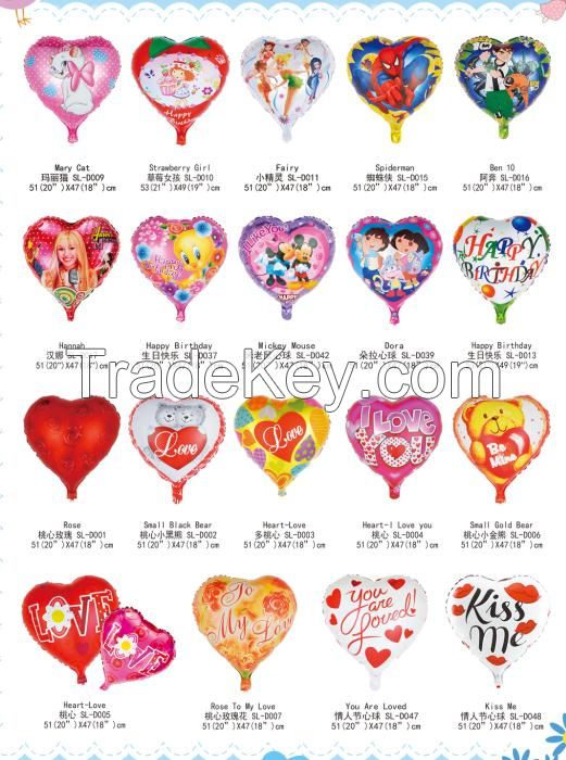 high quality heart shape valentine foil balloons with low price