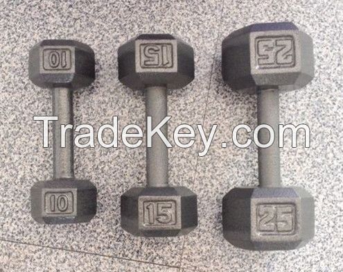 Fitness Iron Solid Grey Hex Dumbbell