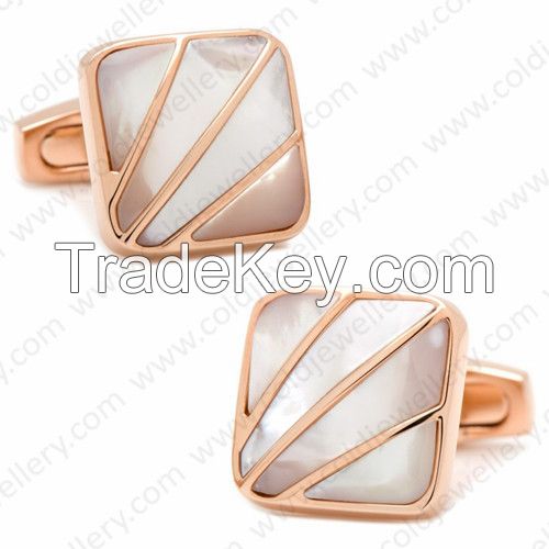 White Mother Of Pearl Mens Cufflinks