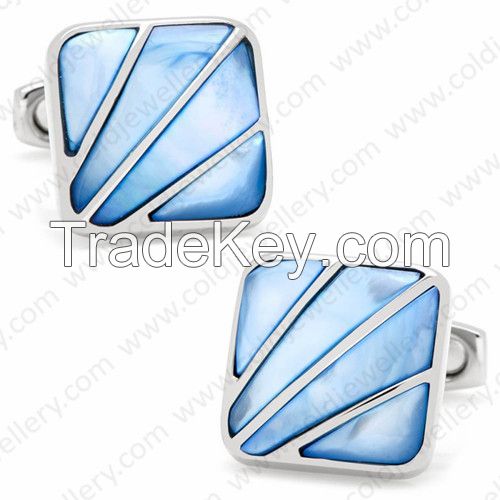 White Mother Of Pearl Mens Cufflinks