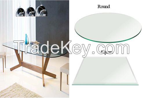 round rectangle dining table tempered glass clear glass 10mm 12mm