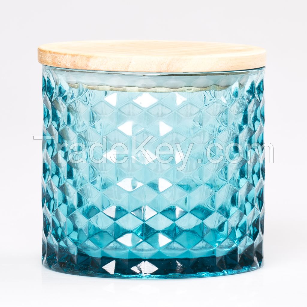 Handmade High Quality Glass Food Jar With Wood Lids Christams glass candy jar with lid 