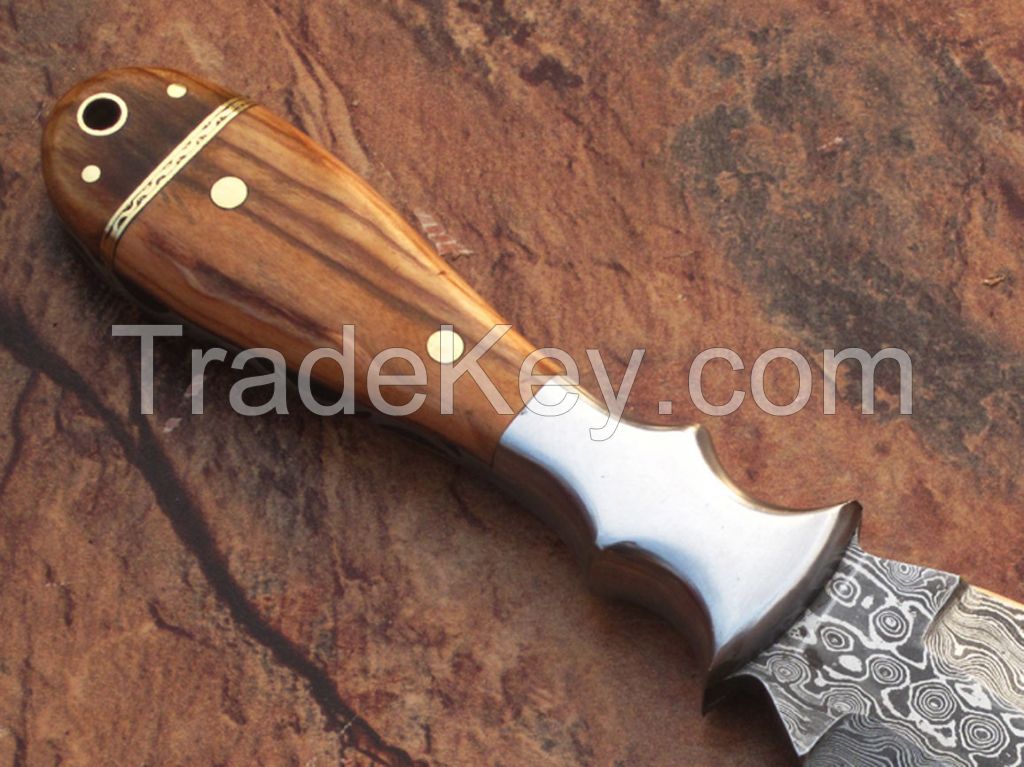  Details about  Combat Hunting Fixed Blade Tactical Knife Double Edge Dagger with wooden handle 