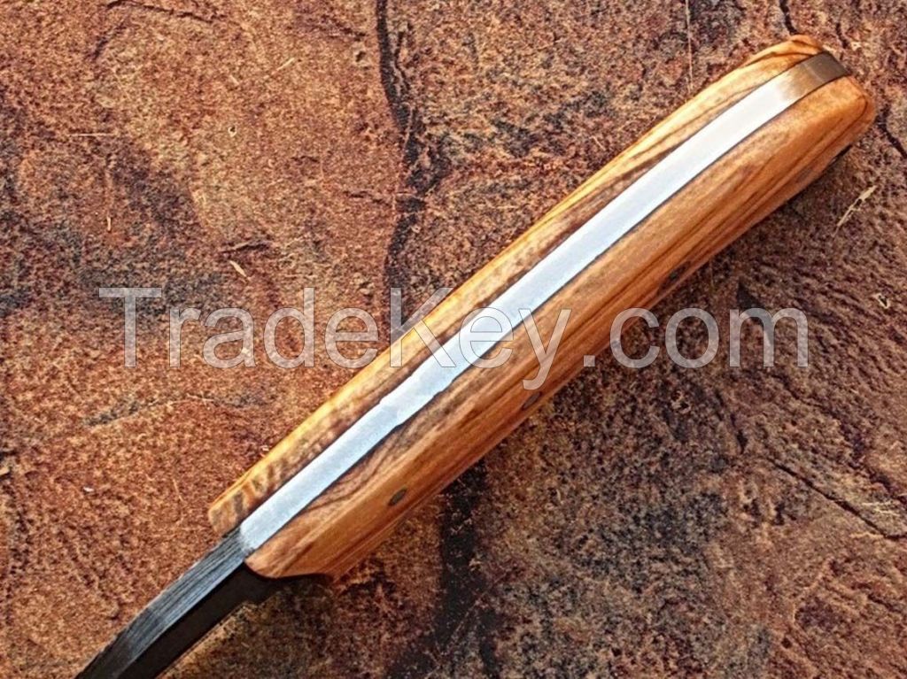  Details about  BEAUTIFUL HAND MADE DAMASCUS FULL TANG HUNTING KNIFE WITH OLIVE WOOD HANDLE 