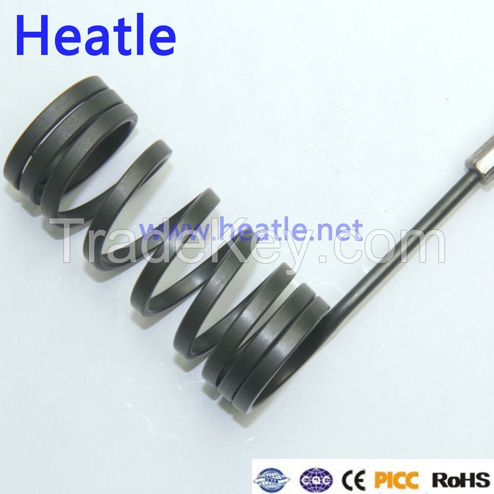 Hot runner coil heater nozzle heater with thermocouple