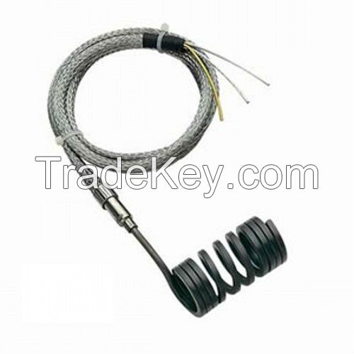 Hot runner coil heater nozzle heater with thermocouple