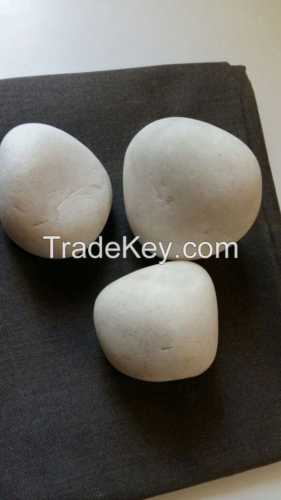 Naturally Polished snow white Pebbles , Unpolished in Various sizes, Colored Pebbles