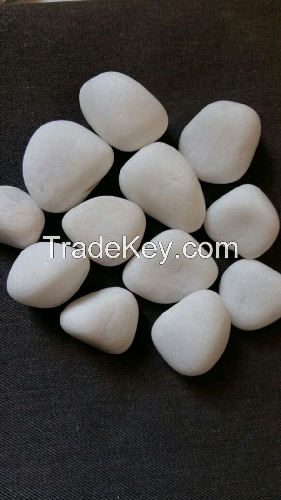 Naturally Polished snow white Pebbles , Unpolished in Various sizes, Colored Pebbles