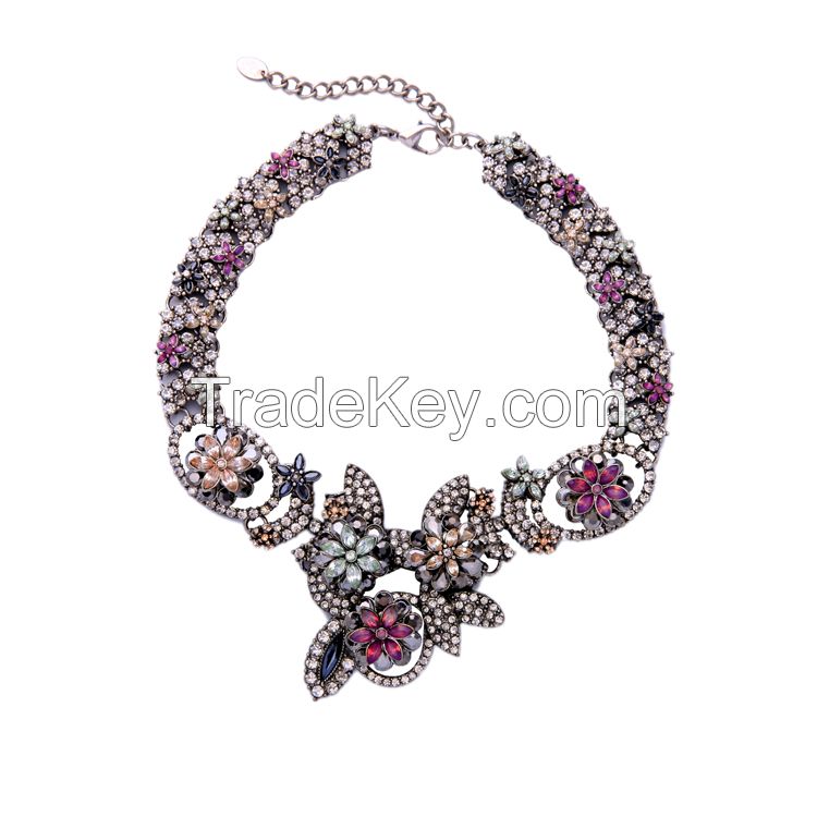 Gorgeous Diamond Flower Statement Necklaces