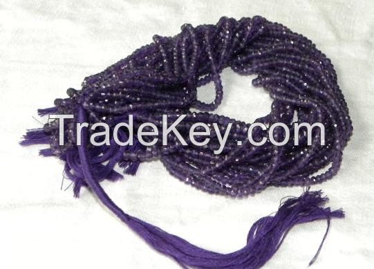 Amethyst Faceted Rondell Beads 3-4mm Size14 Inch Length Approx