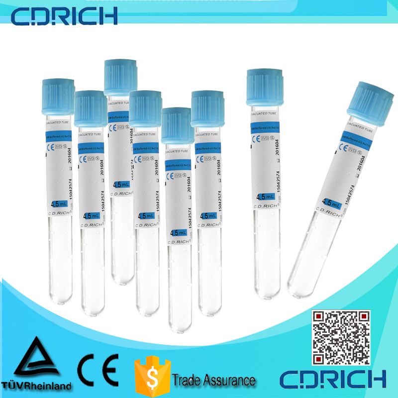 blue vaccum blood collection tube for blood coagulation test