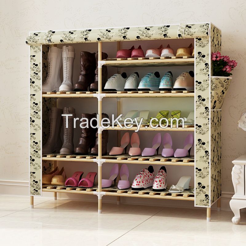 Latest Design Modern Simple Wooden Shoe Cabine convenient non-woven fabric shoe cabinet