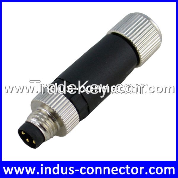 M8 A code 3pins male straight plastic assembly connector