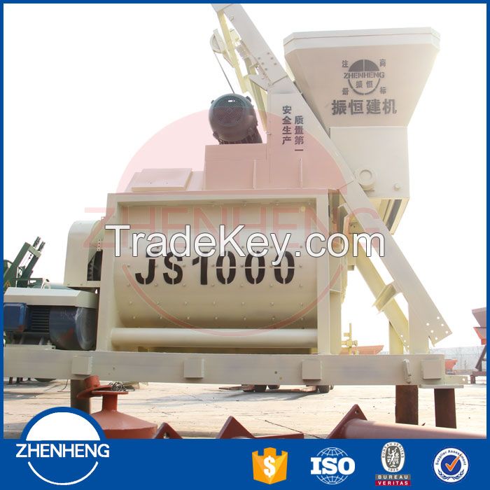 JS Series 1000 Liter Automatic Bucket Feeding Aggregate Double Spiral Twin Shaft Concrete Mixer