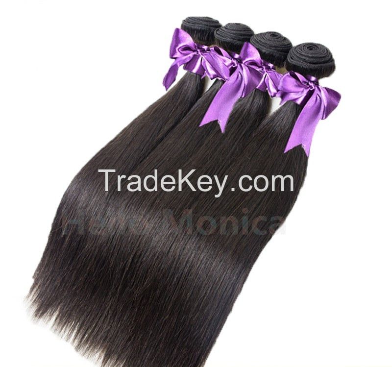 Brazilian virgin straight hair hello monica remy hair products 100% human hair weaves 3 pcs/a lot ,grade 8A, freeshipping