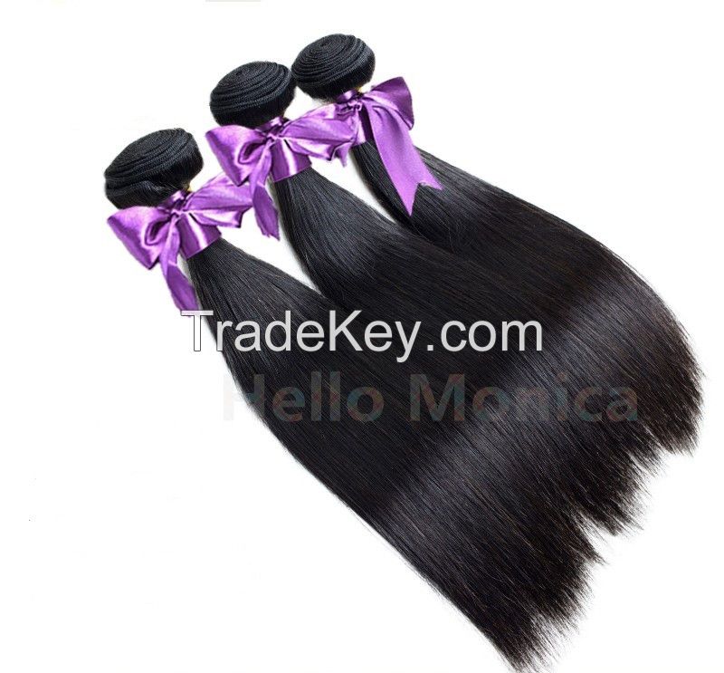 Brazilian virgin straight hair hello monica remy hair products 100% human hair weaves 3 pcs/a lot ,grade 8A, freeshipping