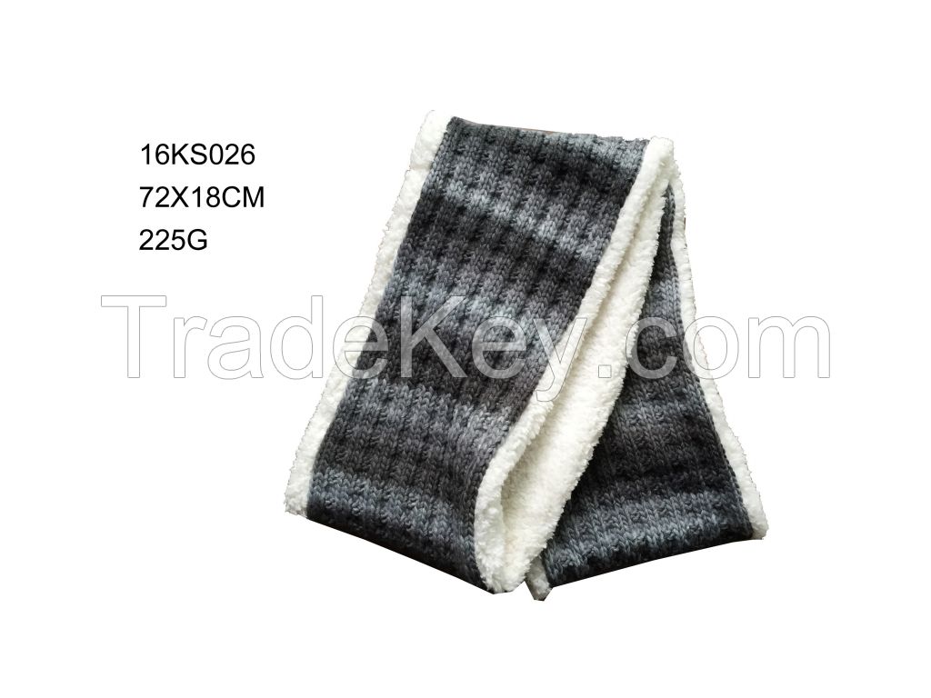 2016 New Fashion Knitted Infinity Scarf With Fake Fur Lining