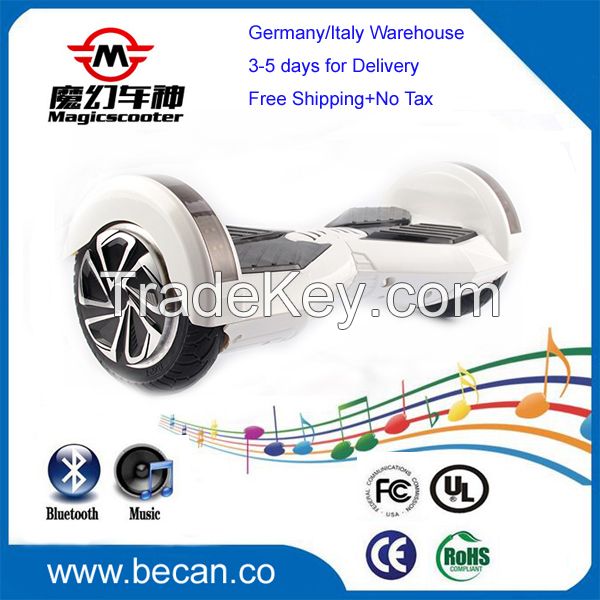 1 year warranty Music Bluetooth+LED 2 wheels balancing electric scooter, Hoverboard bluetooth