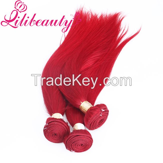 Human Color Red Hair Straight Hair Weaving Remy Human Hair Extension