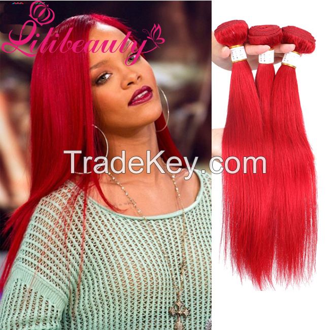 Human Color Red Hair Straight Hair Weaving Remy Human Hair Extension