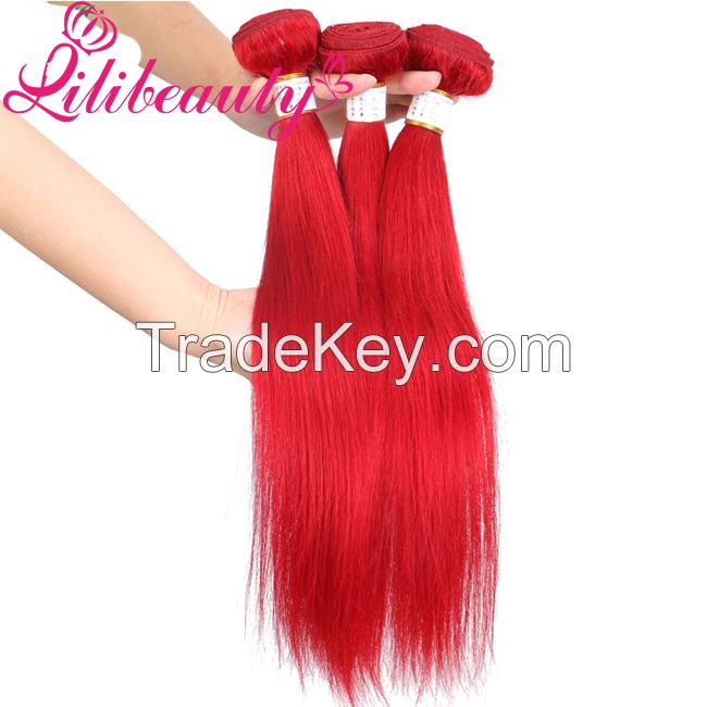 Human Color Red Hair Straight Hair Weaving Remy Human Hair Extension