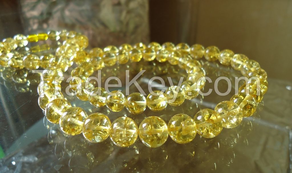 Amber bracelet, color is "lemon with sparkle bubbles inside"