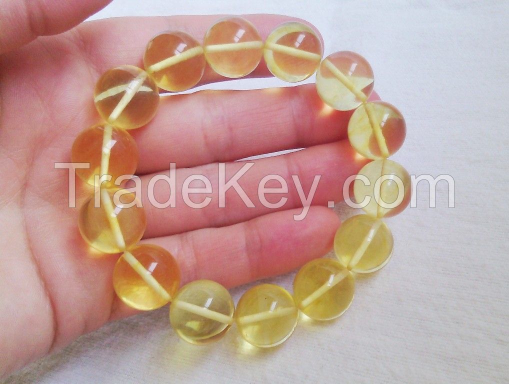 Amber bracelets, color is lemon