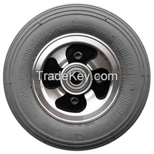 Cheng Shin 200X50 C179 Gray Tire (Foamed-Filled) with Rim for Front Wheel mobility scooter power wheelchair