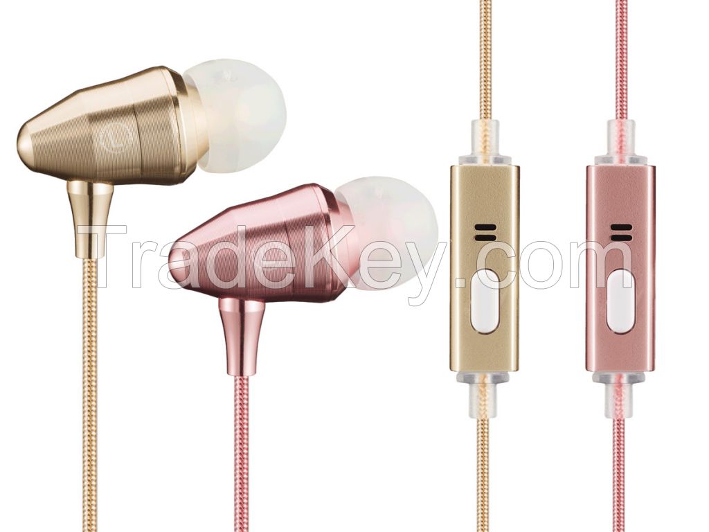 2016 HOt Selling Wired Earphone Eletroplated Shiny Headsets