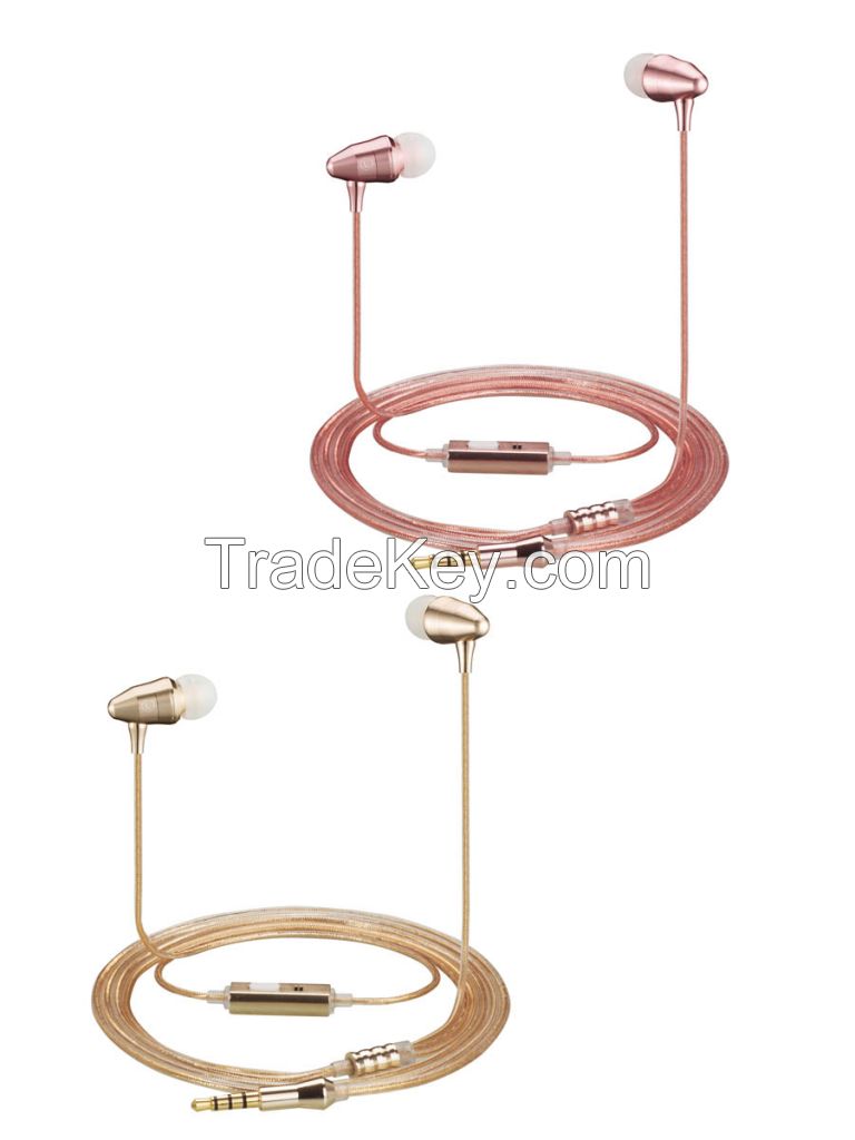 2016 HOt Selling Wired Earphone Eletroplated Shiny Headsets