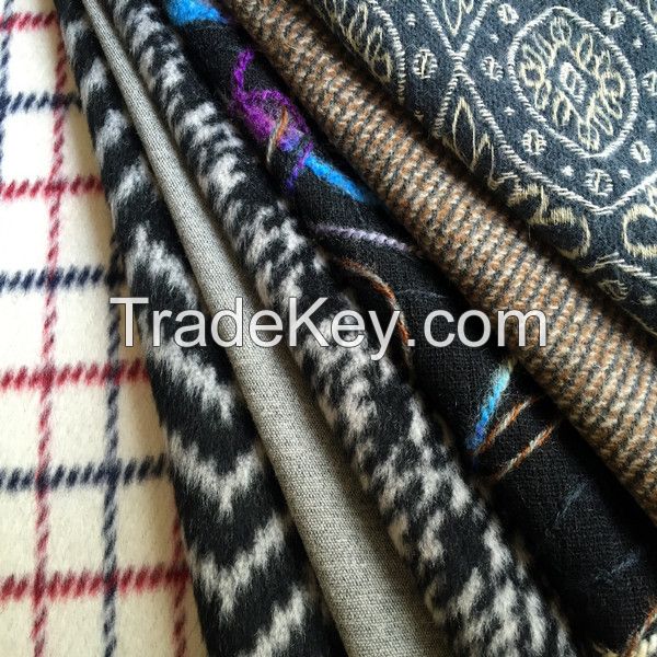 woven wool plain/plaid/stripe/tartan/houndstooth/check/jacquard/herringbone tweed blended fabrics supplier
