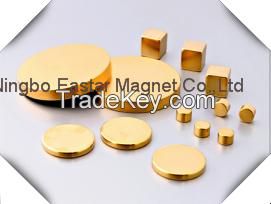 N35-N52  Gold Plating Strong Permanent Sintered Neodymium Disc Magnet (ET-Disc 09)