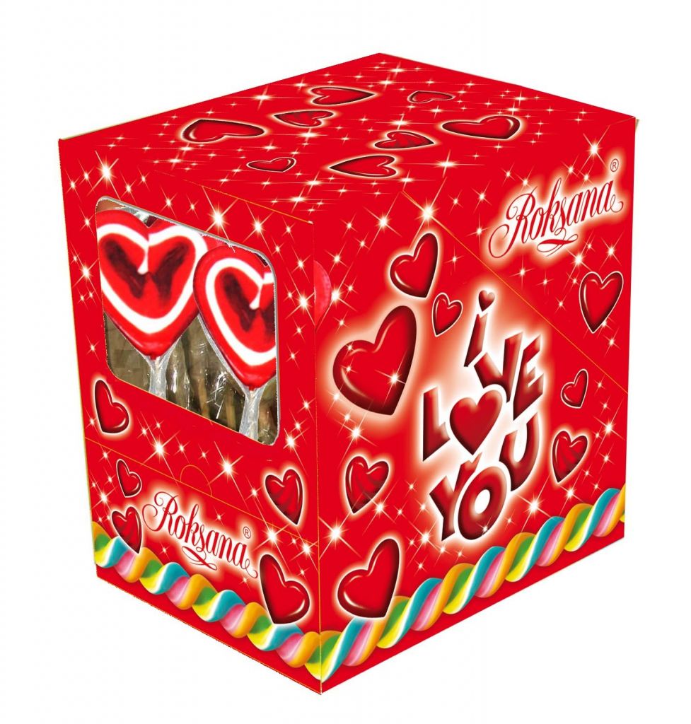 Hard candy lollipop heart shape 60g fruit flavour Valentine