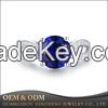 Fashion Jewelry Lab Blue Sapphire Gemstone 925 Sterling Silver Titanium Plated Women Ring