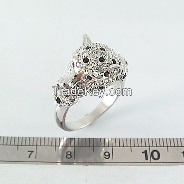 Italina alloy ring with 0.05 mic Rhodium plate and czech stone