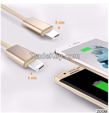 2 in1 Micro USB Cable 1M Data Sync Charging Cables Line for phone