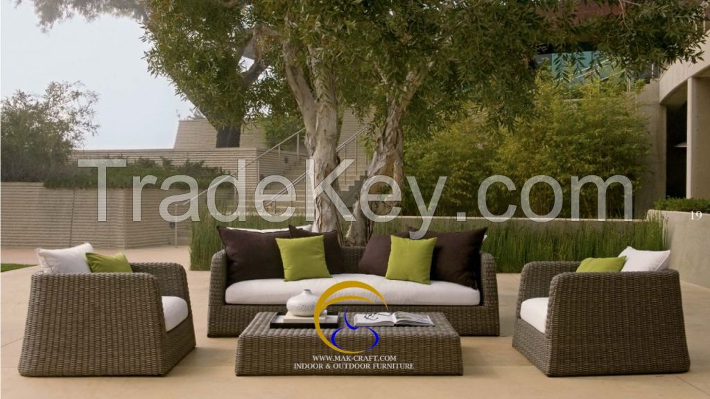 Wicker Outdoor Rattan Sofa Set - Patio Furniture - Poly Rattan Living Room Sofa Set Outdoor Furniture